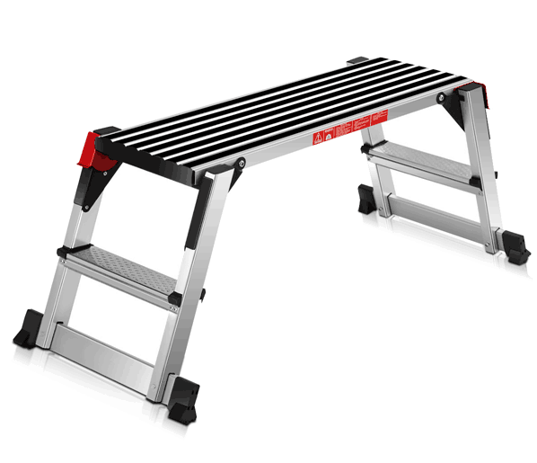 WK-WL202 Aluminum Platform Non-Slip Folding Work Bench Stool Ladder with balancing bar