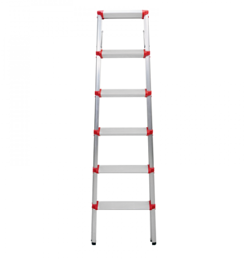  WK-DL206 Silver and Red Double Side Folding Aluminum 6 Steps Ladder